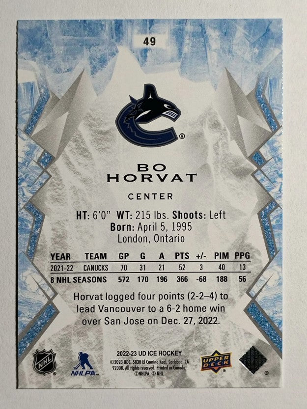 2022-23 Upper Deck Ice Green #49 Bo Horvat