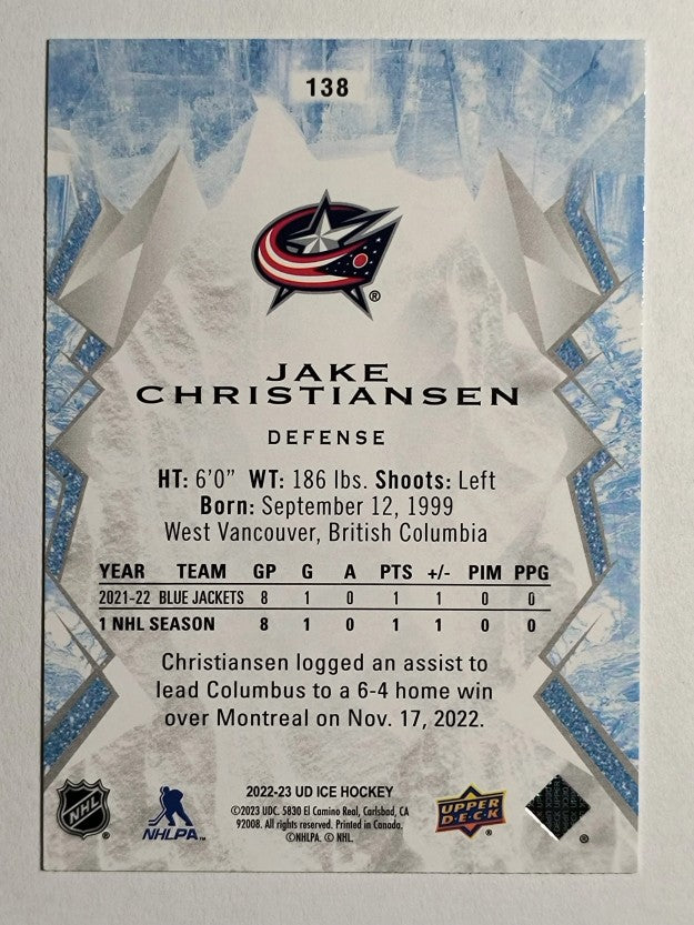 2022-23 Upper Deck Ice Green #138 Jake Christiansen RC