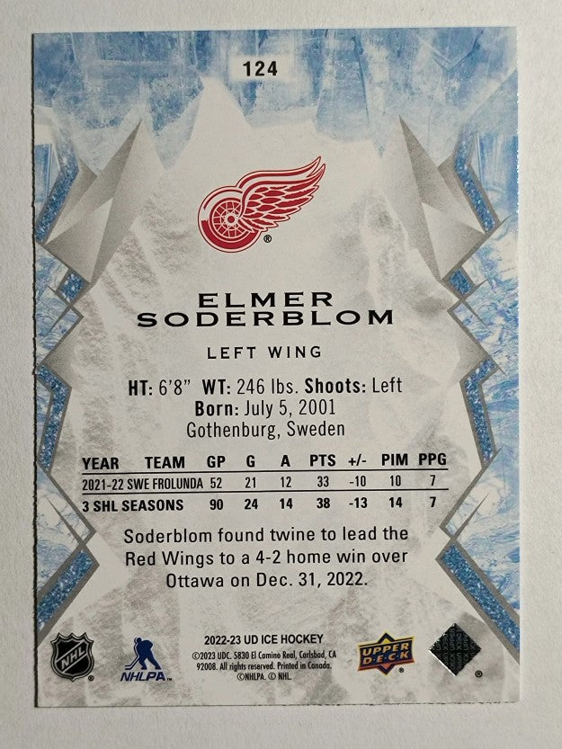 2022-23 Upper Deck Ice Green #124 Elmer Soderblom RC