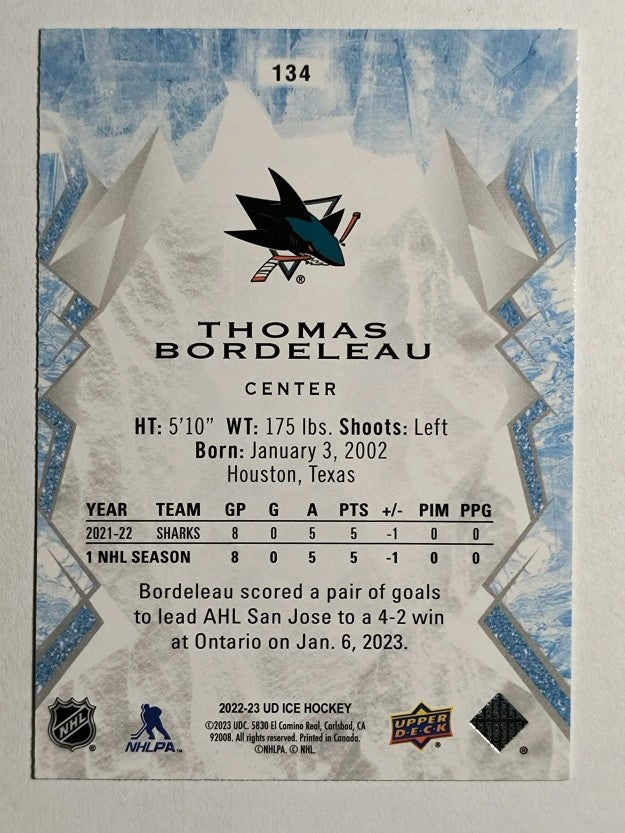 2022-23 Upper Deck Ice Green #134 Thomas Bordeleau RC