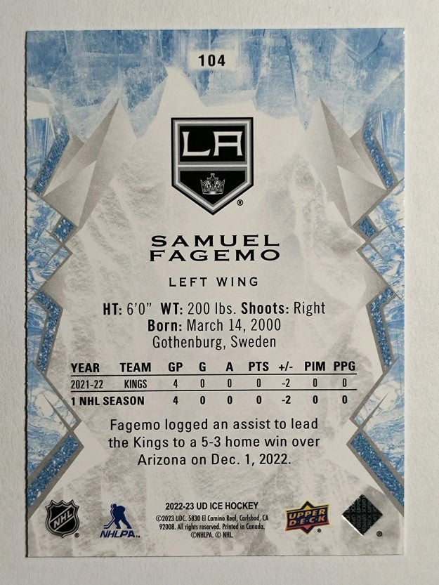 2022-23 Upper Deck Ice Green #104 Samuel Fagemo RC