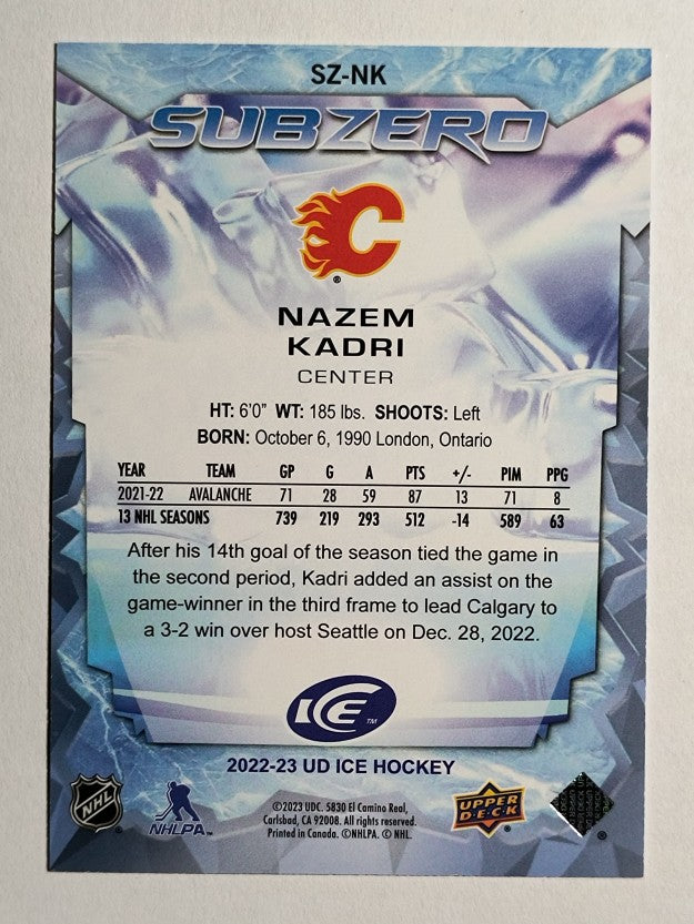 2022-23 Upper Deck Ice Sub Zero #NK Nazem Kadri