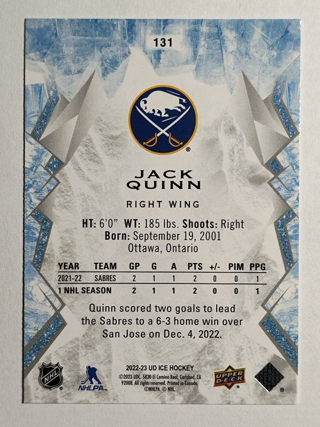 2022-23 Upper Deck Ice #131 Jack Quinn RC