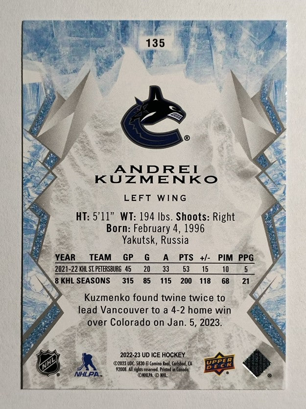 2022-23 Upper Deck Ice #135 Andrei Kuzmenko RC