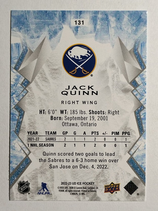 2022-23 Upper Deck Ice #131 Jack Quinn RC