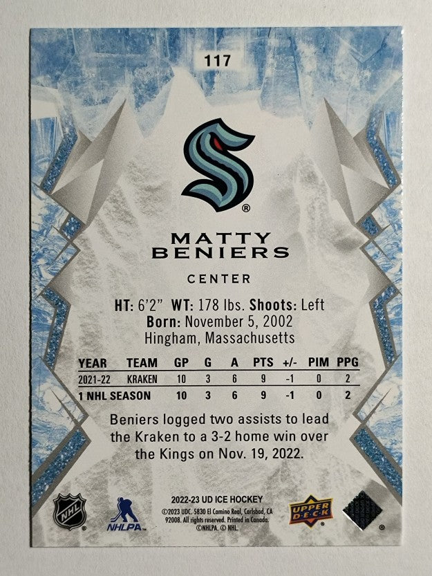 2022-23 Upper Deck Ice #117 Matty Beniers RC