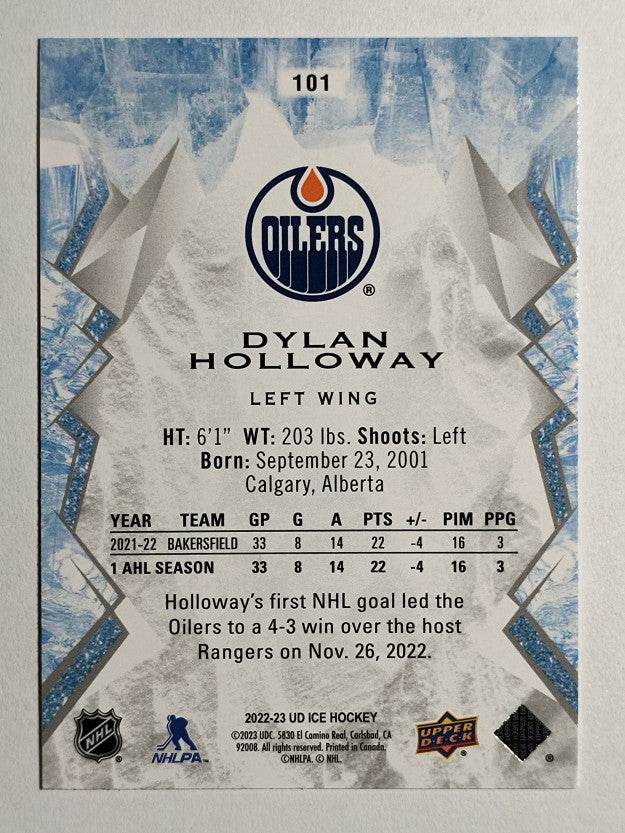 2022-23 Upper Deck Ice #101 Dylan Holloway RC