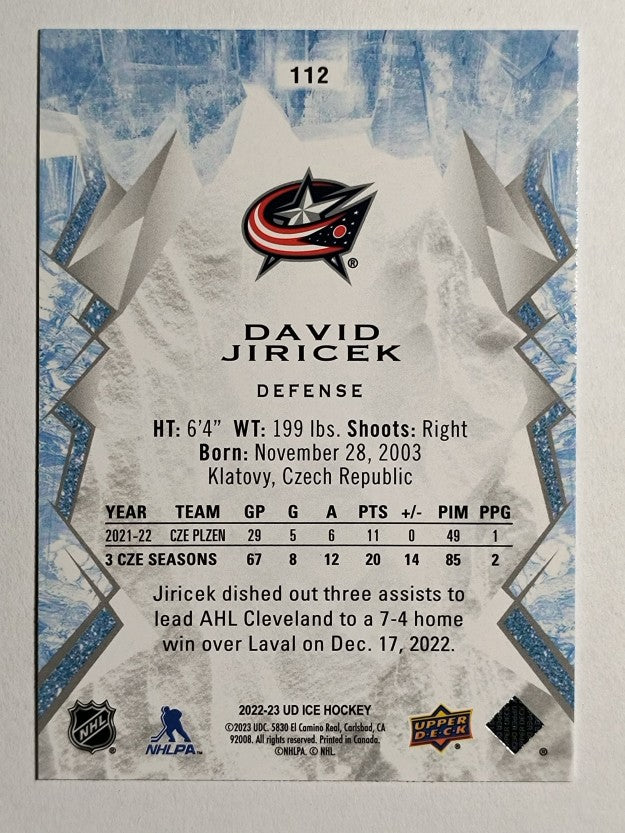 2022-23 Upper Deck Ice #112 David Jiricek RC