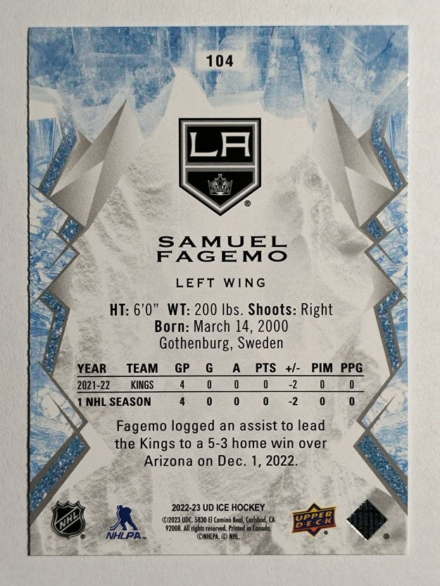 2022-23 Upper Deck Ice #104 Samuel Fagemo RC