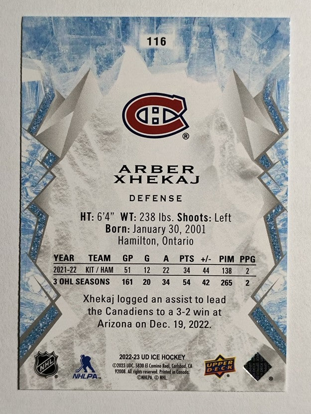 2022-23 Upper Deck Ice #116 Arber Xhekaj RC