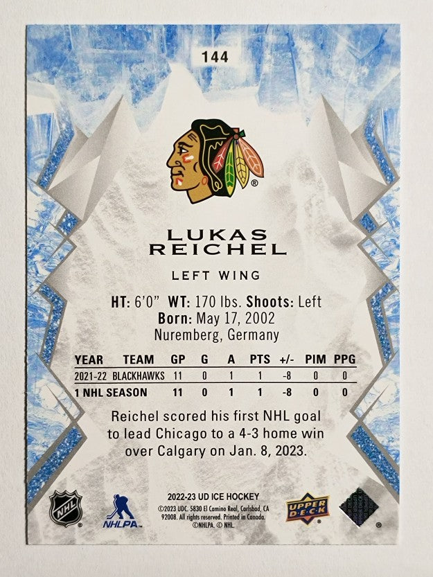 2022-23 Upper Deck Ice #144 Lukas Reichel RC