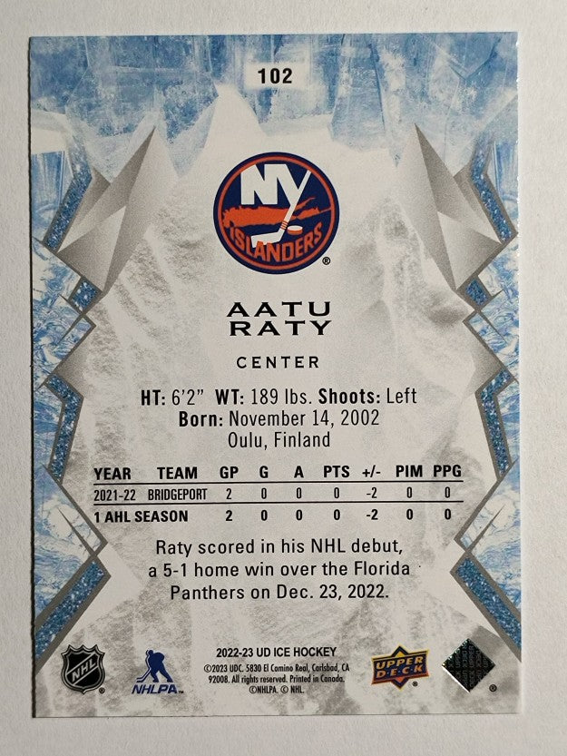 2022-23 Upper Deck Ice #102 Aatu Raty RC