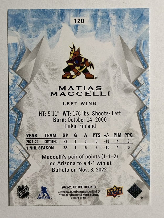 2022-23 Upper Deck Ice #120 Matias Maccelli RC
