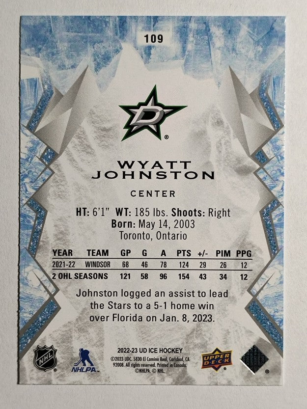 2022-23 Upper Deck Ice #109 Wyatt Johnston RC