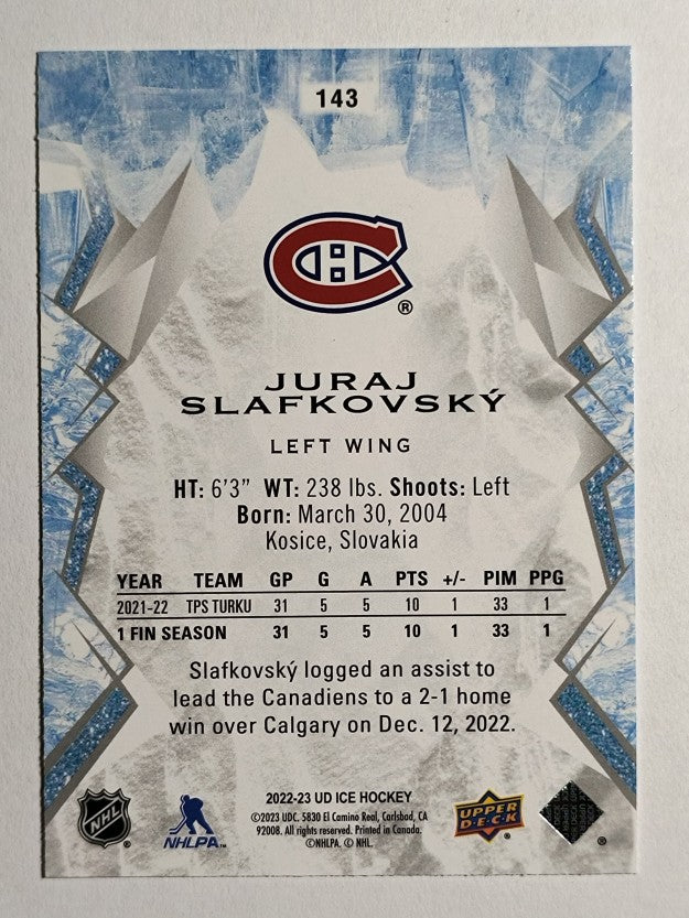 2022-23 Upper Deck Ice #143 Juraj Slafkovsky RC