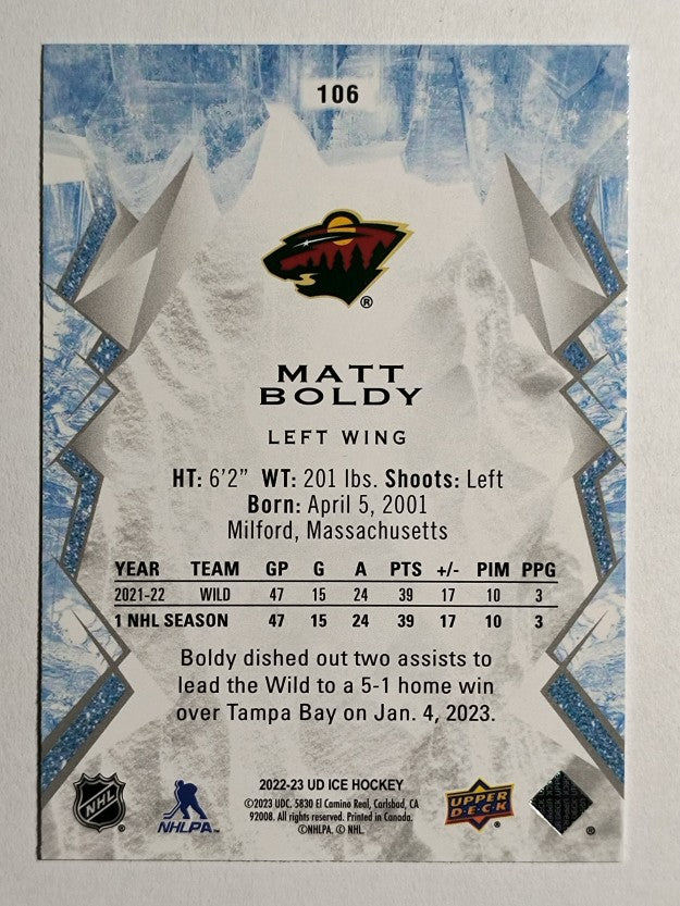 2022-23 Upper Deck Ice #106 Matt Boldy RC