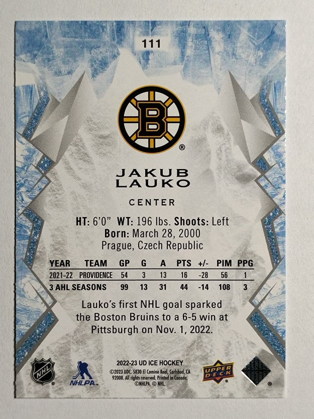 2022-23 Upper Deck Ice #111 Jakub Lauko RC