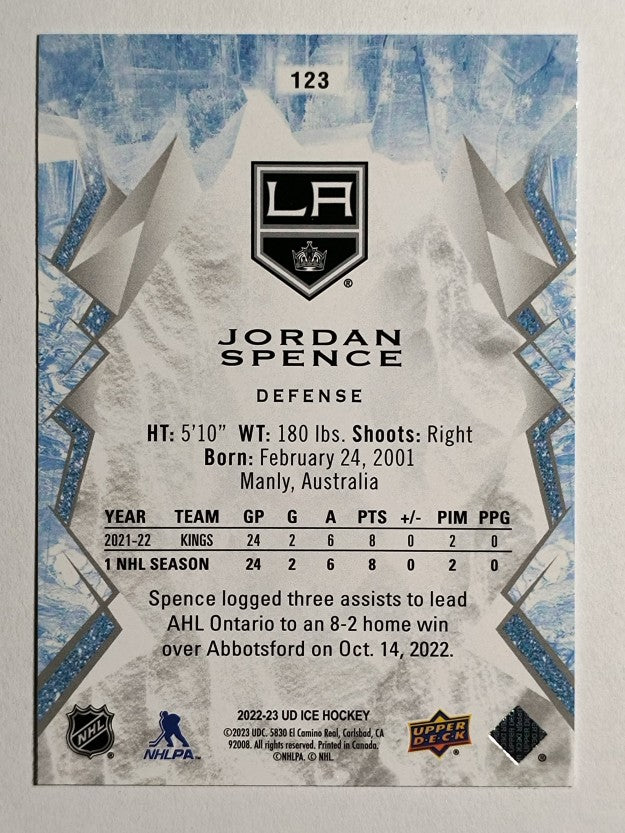 2022-23 Upper Deck Ice #123 Jordan Spence RC
