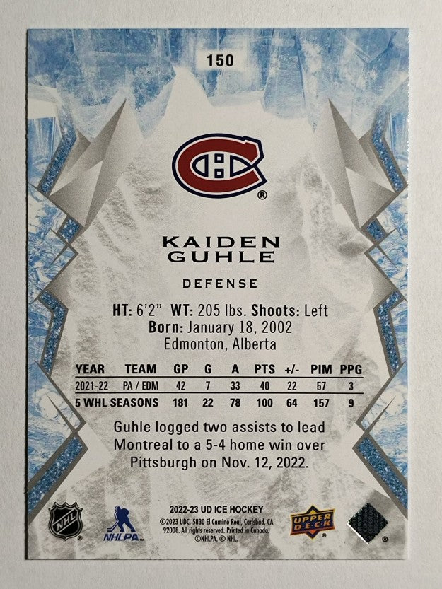 2022-23 Upper Deck Ice #150 Kaiden Guhle RC