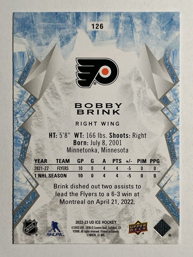 2022-23 Upper Deck Ice #126 Bobby Brink RC
