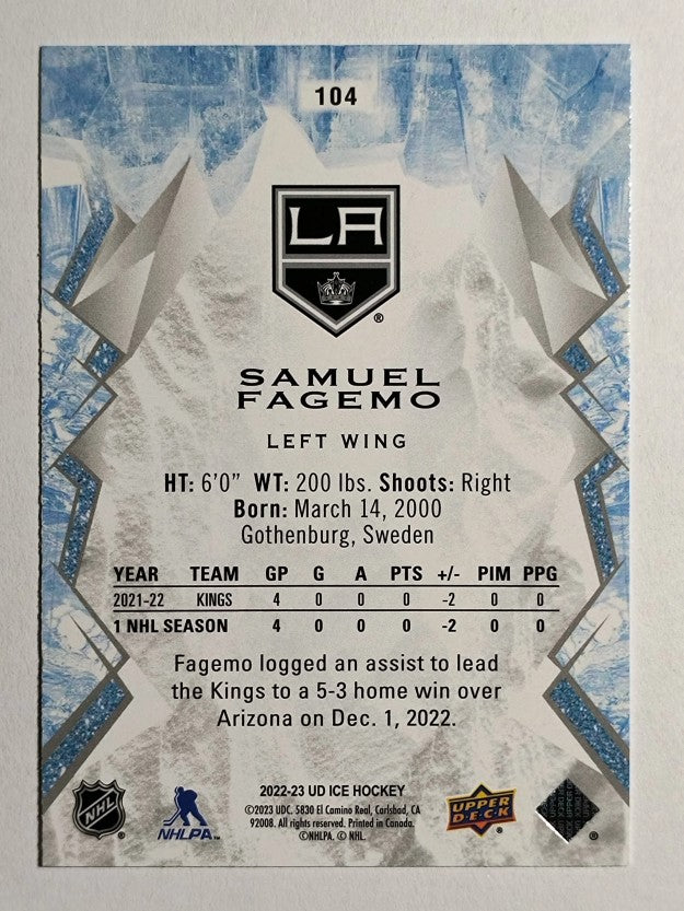 2022-23 Upper Deck Ice #104 Samuel Fagemo RC