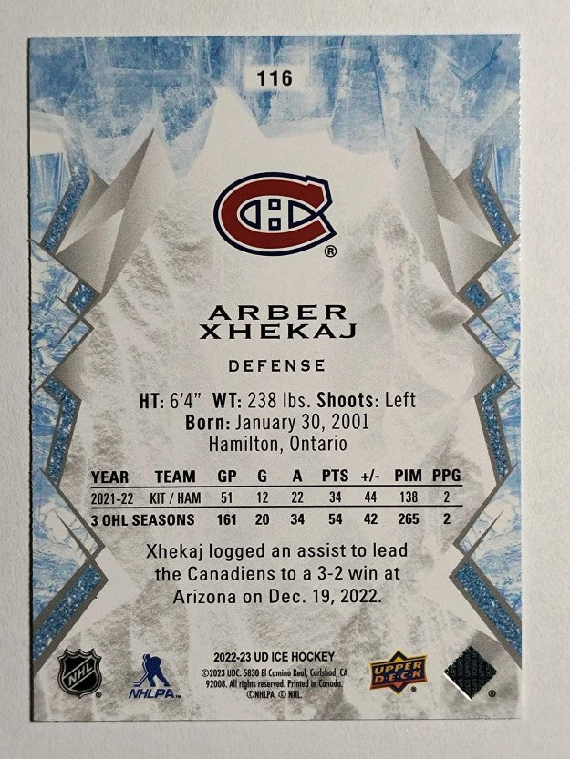 2022-23 Upper Deck Ice #116 Arber Xhekaj RC