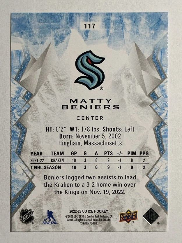 2022-23 Upper Deck Ice #117 Matty Beniers RC