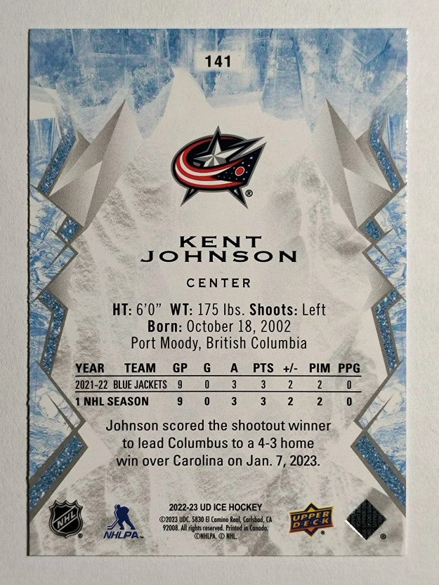 2022-23 Upper Deck Ice #141 Kent Johnson RC