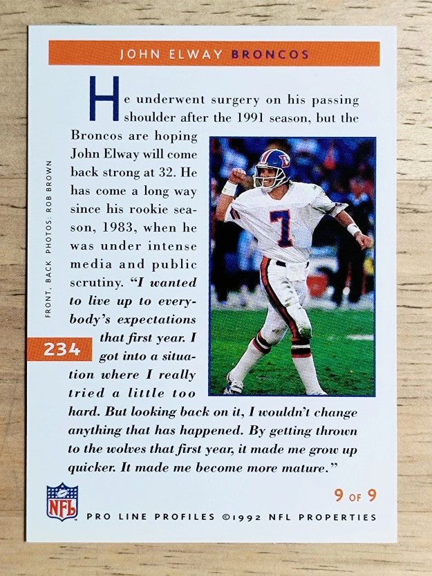 1992 Pro Line Profiles #234 John Elway