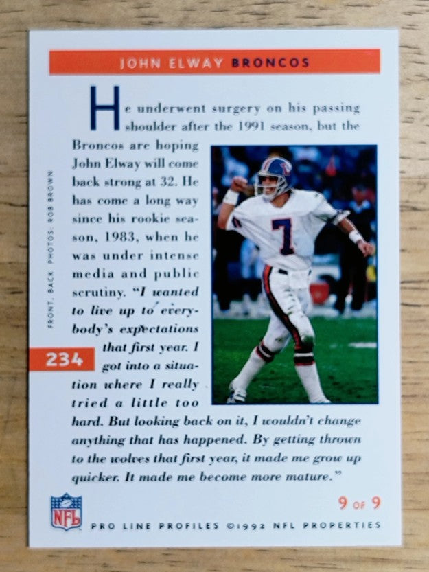 1992 Pro Line Profiles #234 John Elway