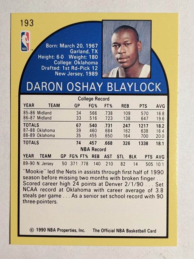 1990-91 Hoops #193 Mookie Blaylock RC