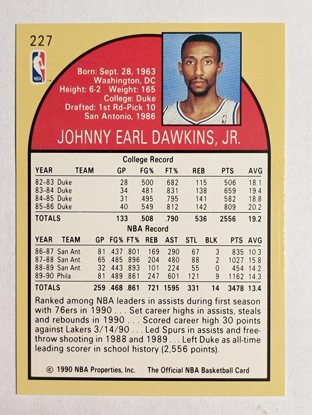 1990-91 Hoops #227 Johnny Dawkins