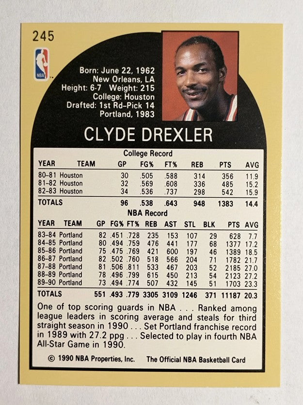 1990-91 Hoops #245 Clyde Drexler