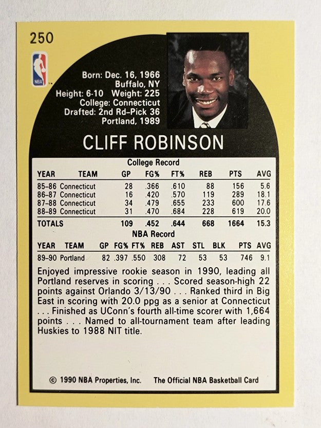 1990-91 Hoops #250 Clifford Robinson RC