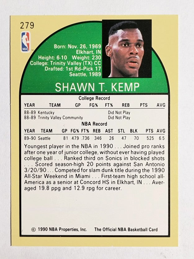 1990-91 Hoops #279 Shawn Kemp RC