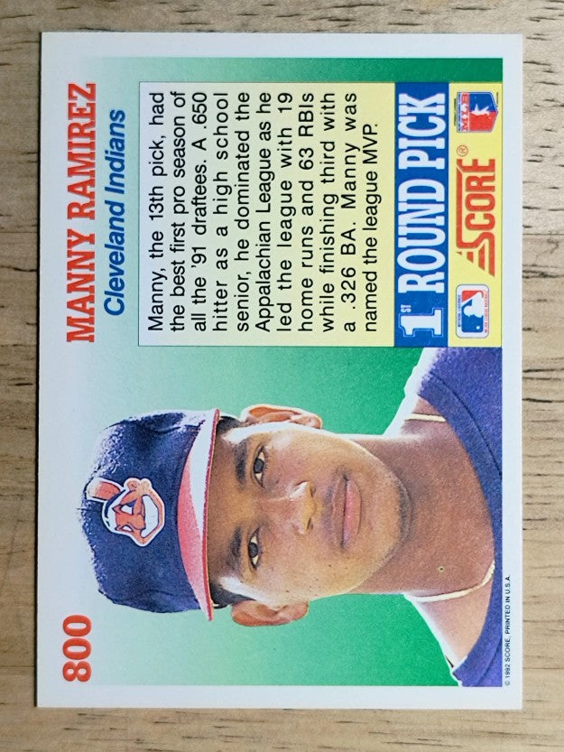 1992 Score #800 Manny Ramirez RC