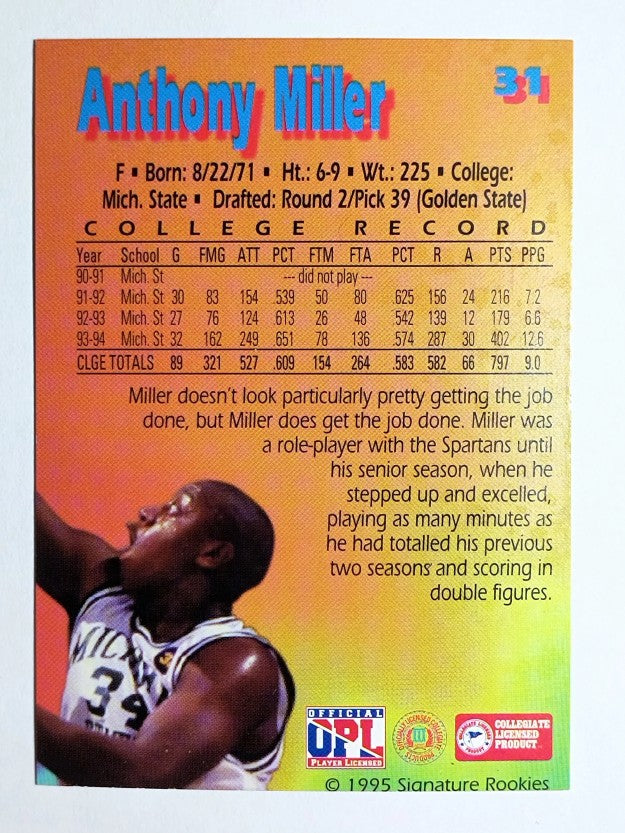 1995 Signature Rookies Kromax #31 Anthony Miller