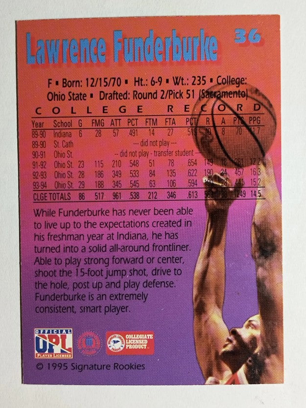 1995 Signature Rookies Kromax #36 Lawrence Funderburke