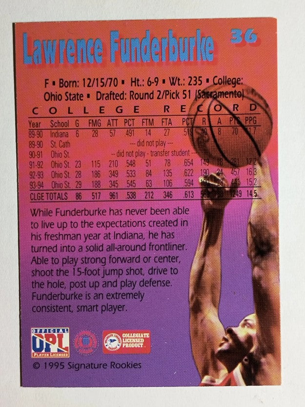 1995 Signature Rookies Kromax #36 Lawrence Funderburke