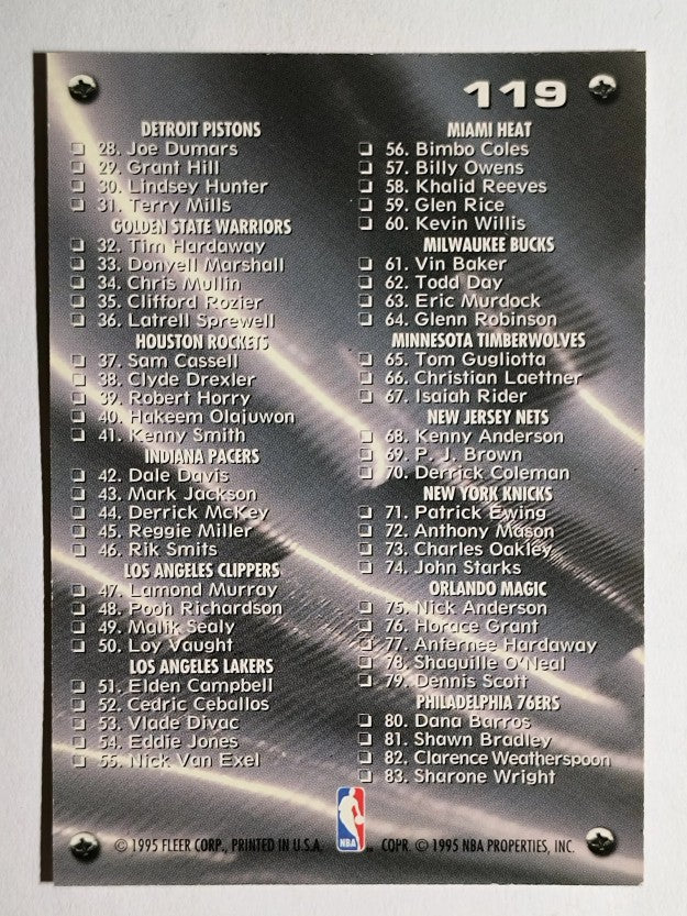 1995-96 Metal #119 Checklist