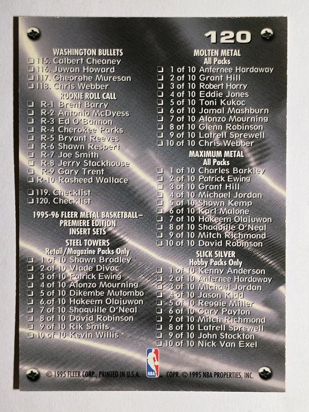1995-96 Metal #120 Checklist