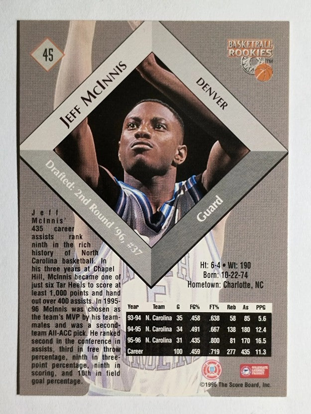 1996 Score Board Rookies #45 Jeff McInnis