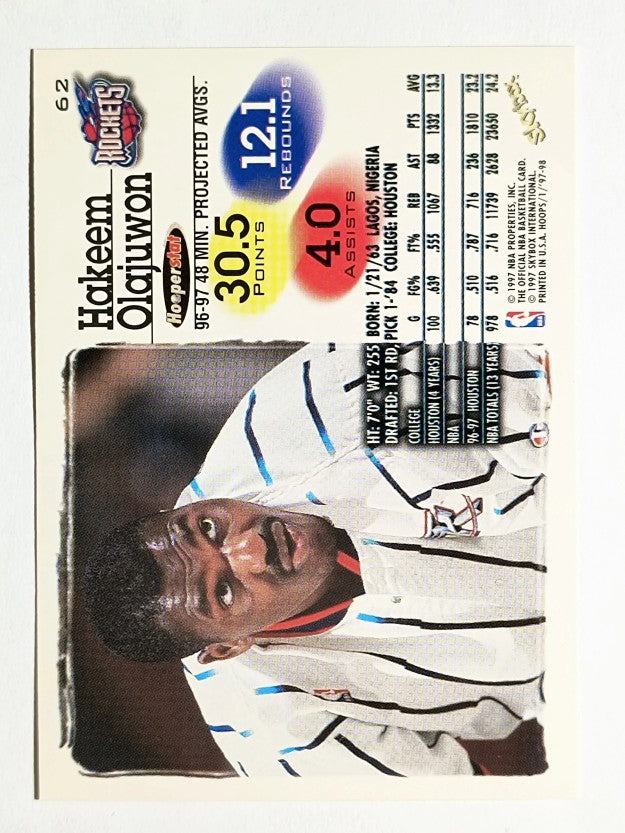 1997-98 Hoops #62 Hakeem Olajuwon