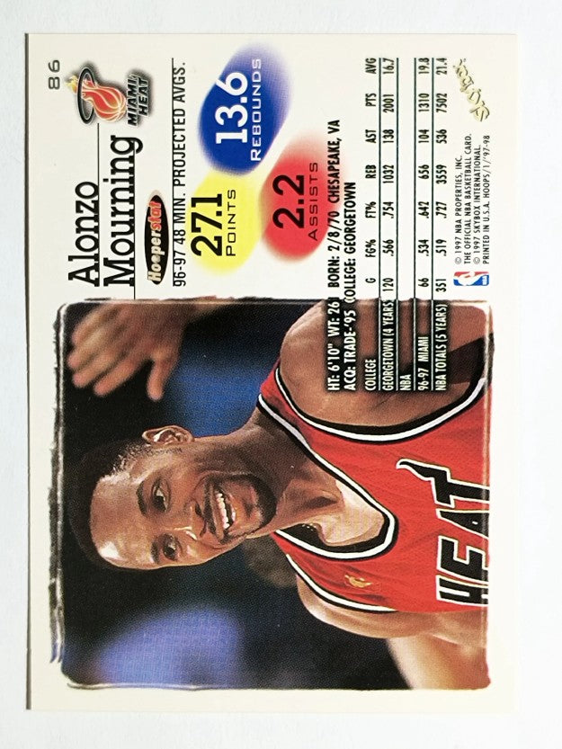 1997-98 Hoops #86 Alonzo Mourning