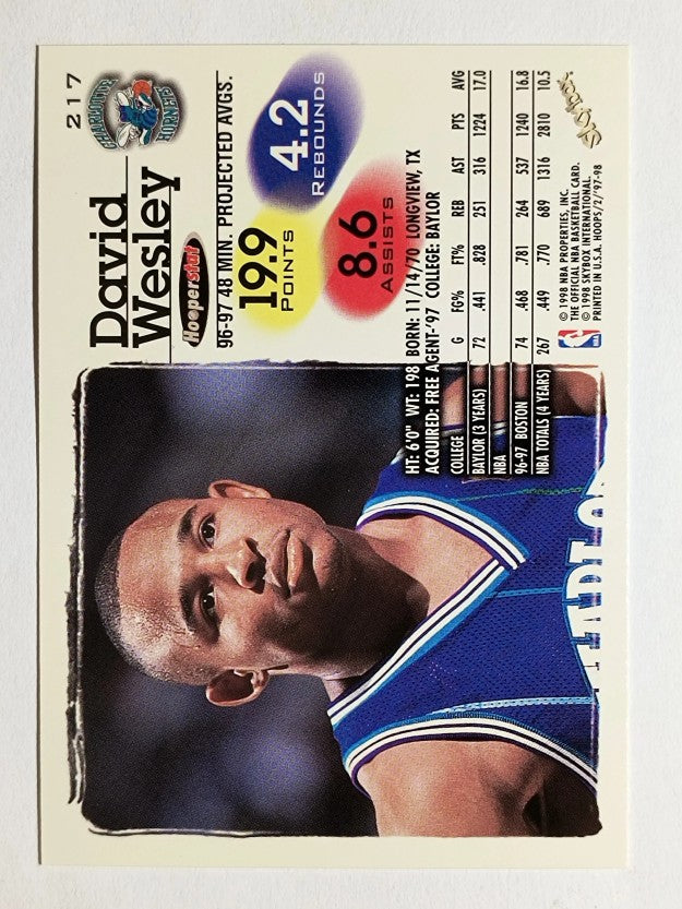 1997-98 Hoops #217 David Wesley