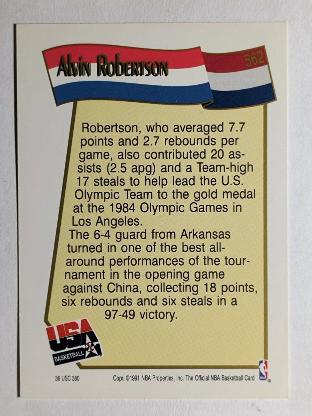 1991-92 Hoops #562 Alvin Robertson USA