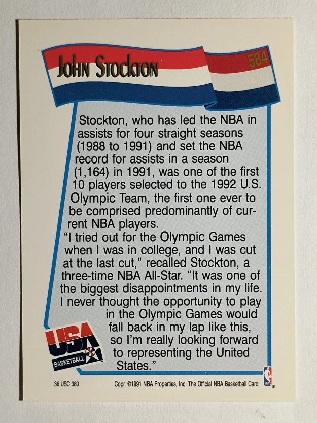 1991-92 Hoops #584 John Stockton USA