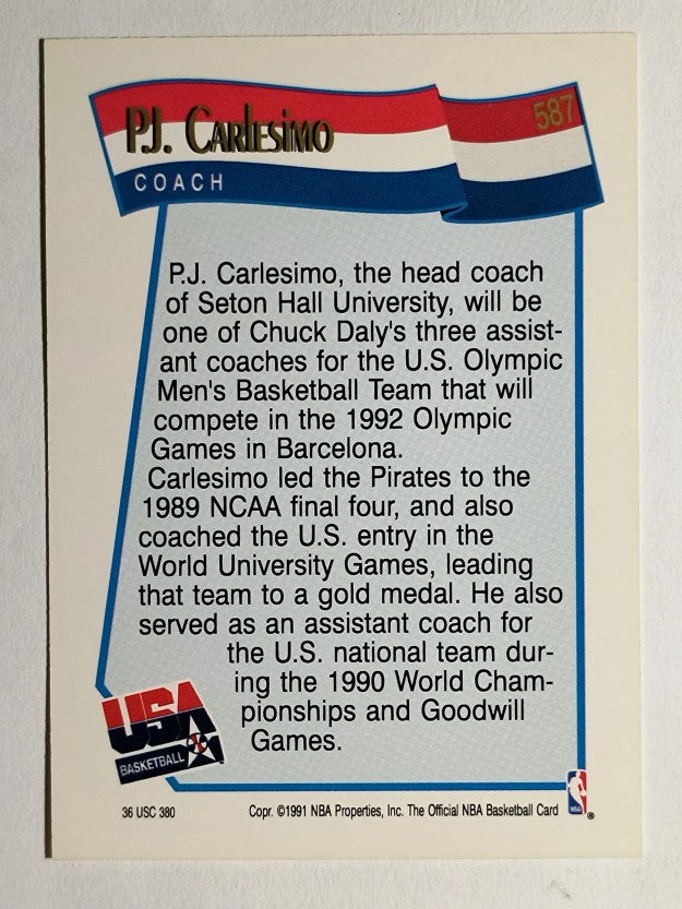 1991-92 Hoops #587 P.J.Carlesimo CO USA RC