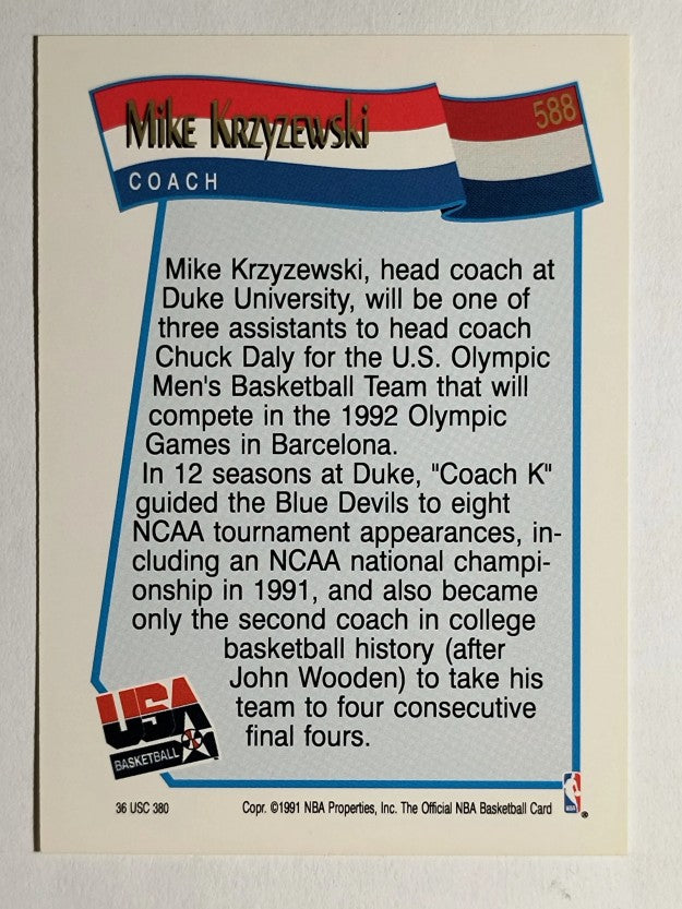 1991-92 Hoops #588 Mike Krzyzewski CO USA RC