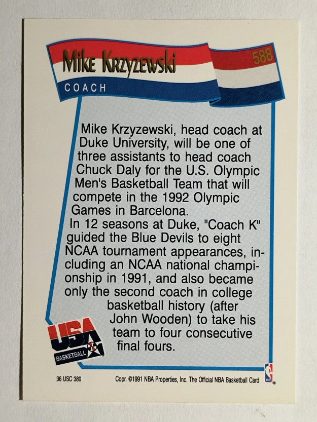 1991-92 Hoops #588 Mike Krzyzewski CO USA RC (NM)